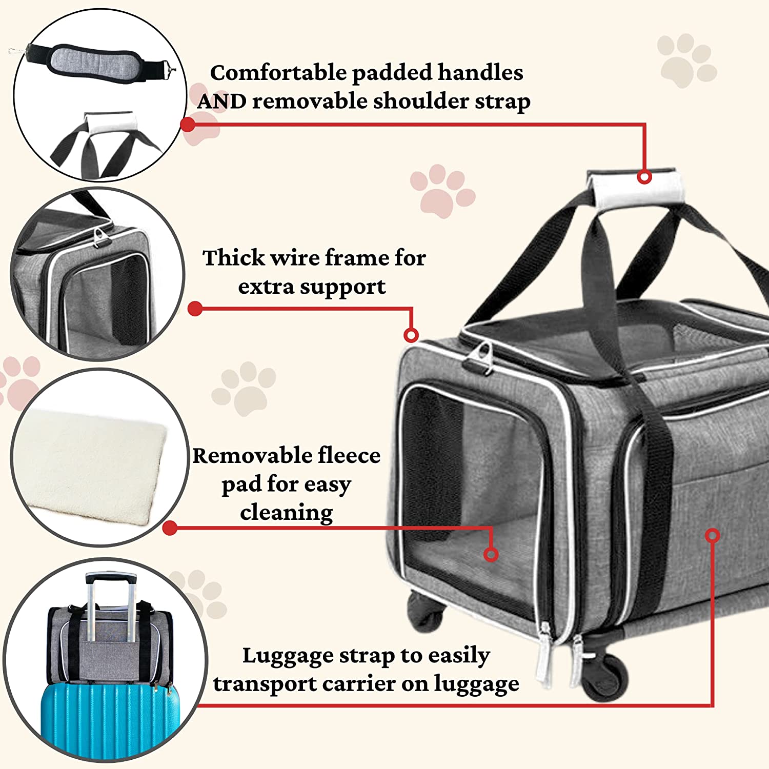 Extra large dog hot sale carrier with wheels