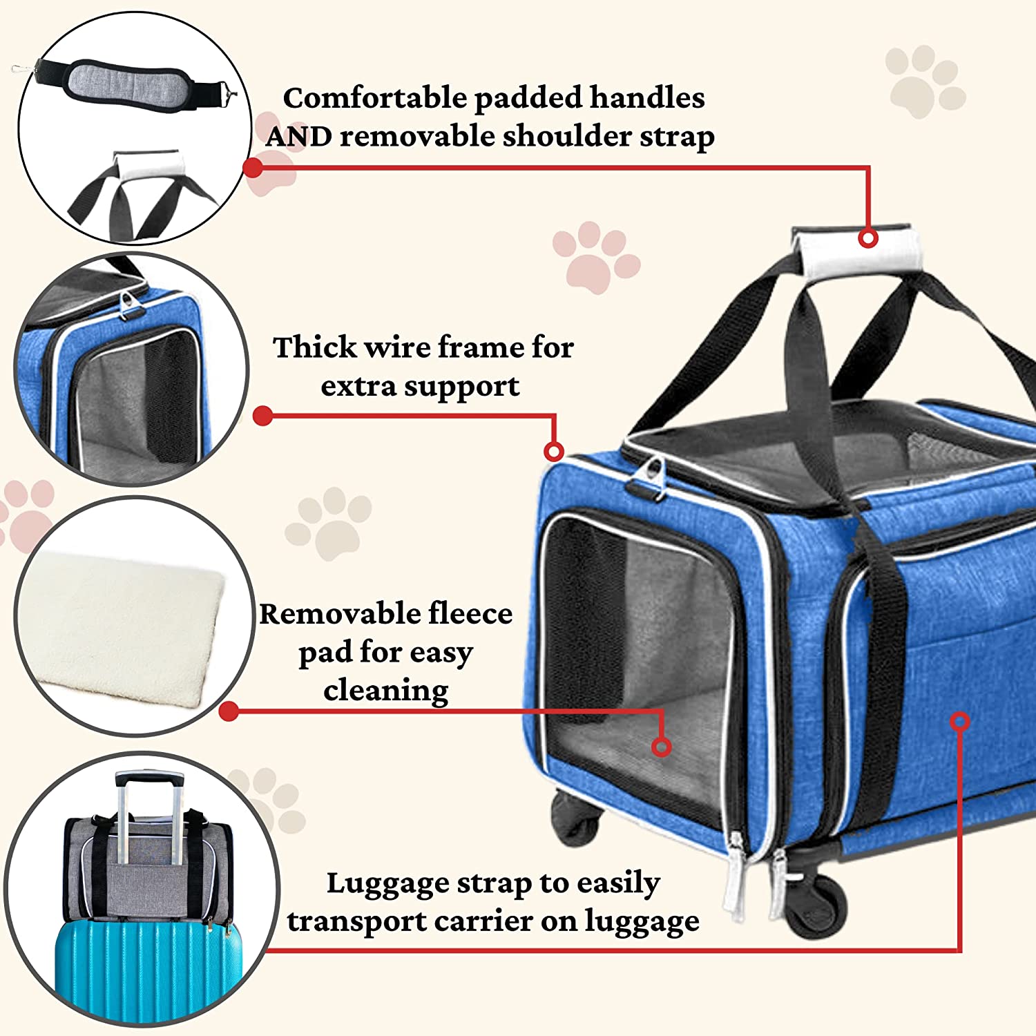 Airline approved wheeled pet carrier best sale